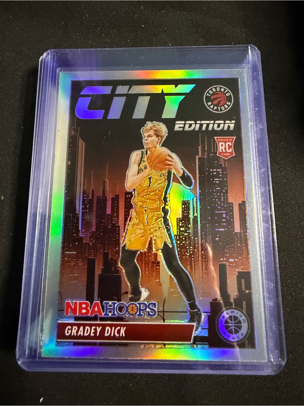 NBA Hoops City Edition Grading Dick Rookie Card - Yellow/Purple Holographic